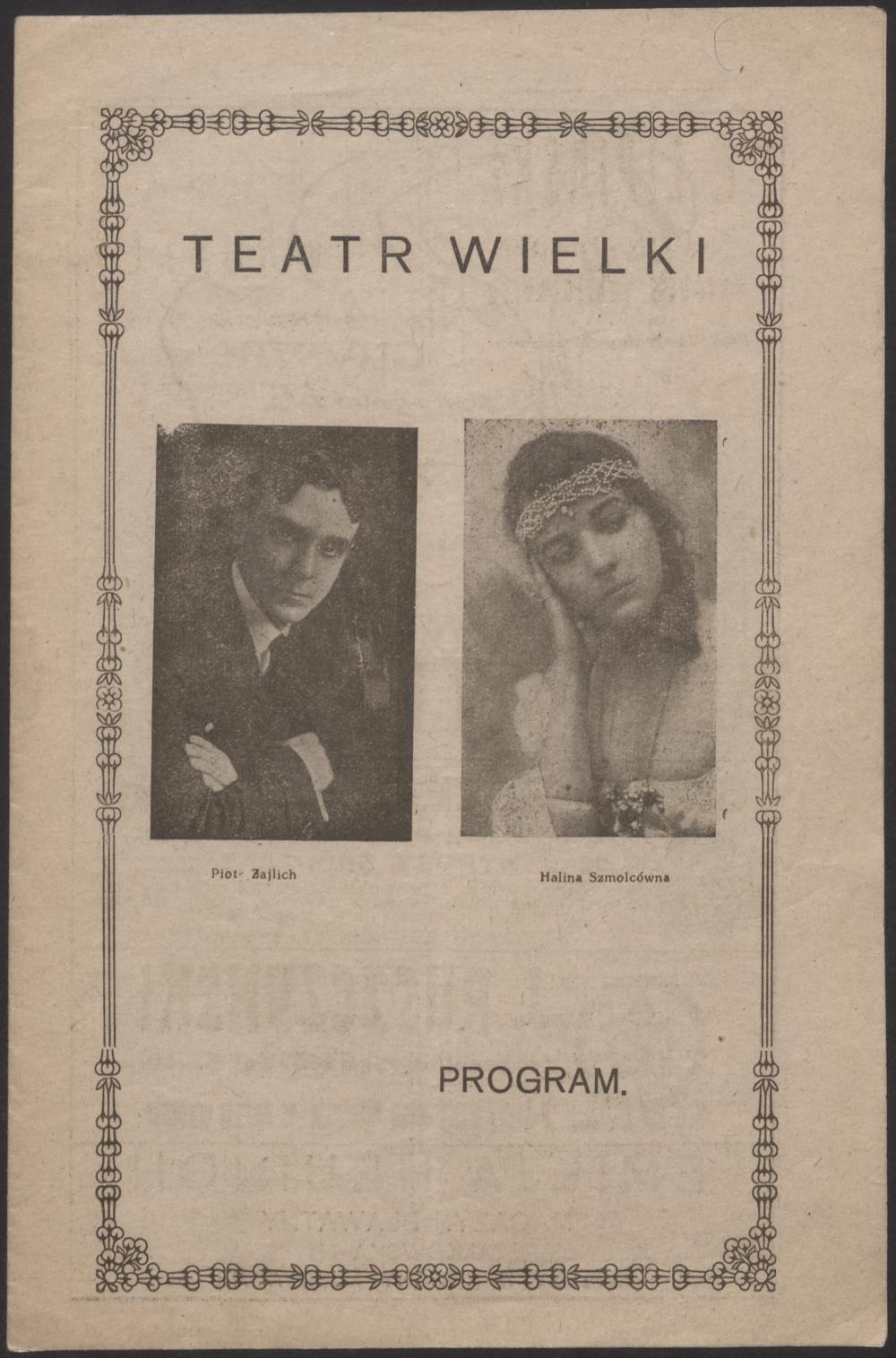 Program przedstawienia benefisowego baletu Opery Warszawskiej 1919-03-30