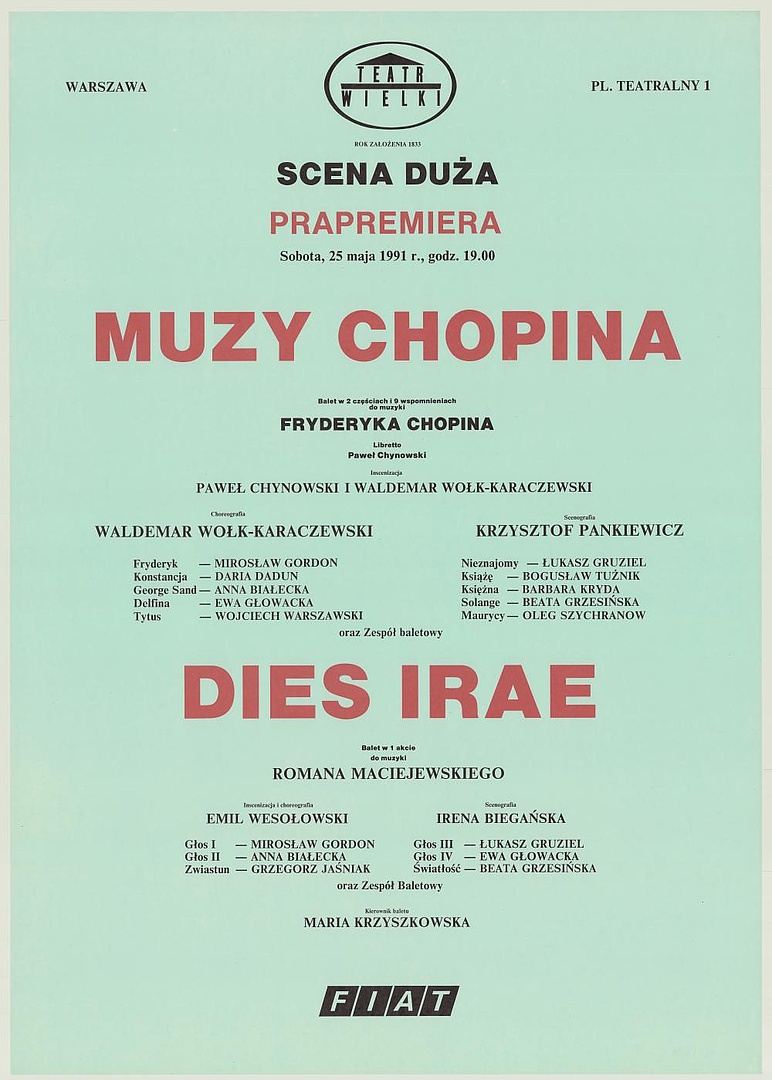 Afisz premierowy. „Muzy Chopina” Fryderyk Chopin 1991-05-25