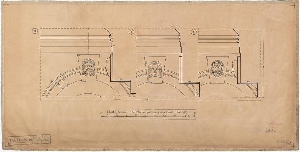 Inwentaryzacja Teatru Wielkiego – Rzuty. Przekroje, Elewacje. Płaskorzeźby