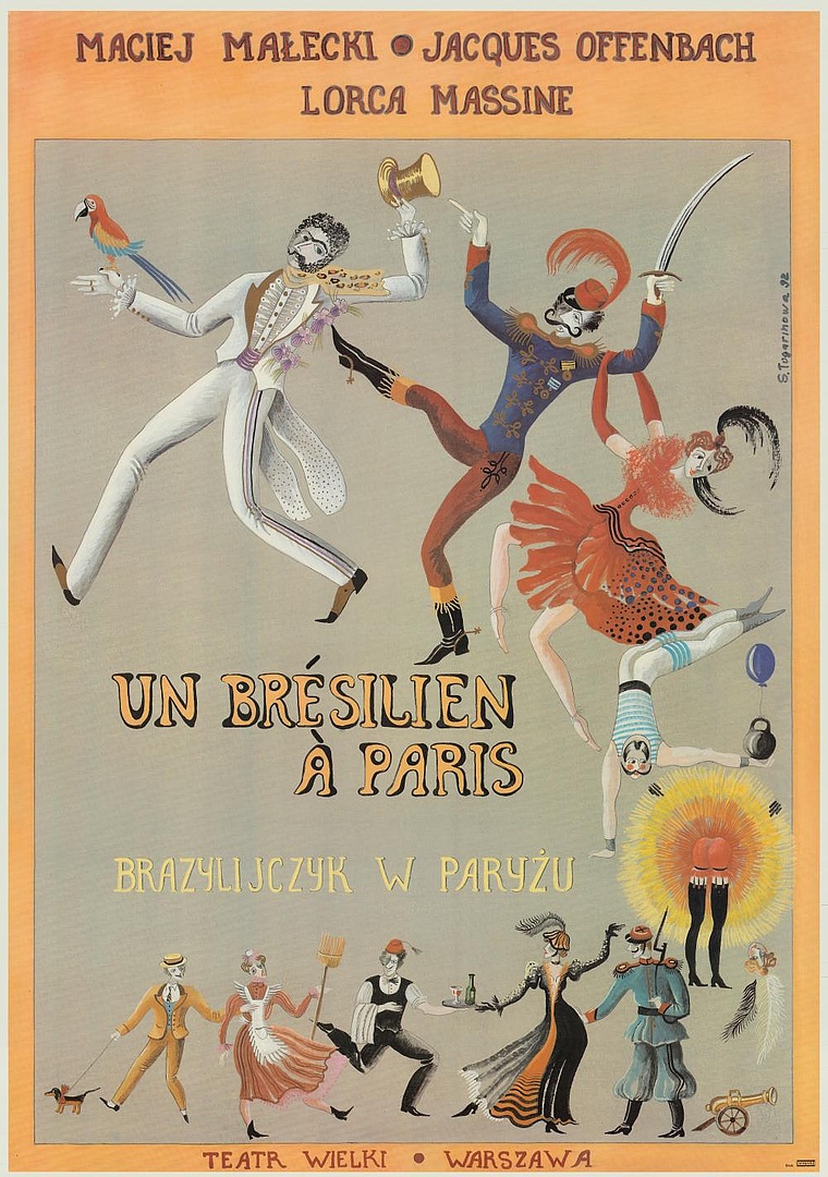 Plakat „Brazylijczyk w Paryżu” Jacques Offenbach, Maciej Małecki 1992-12-30