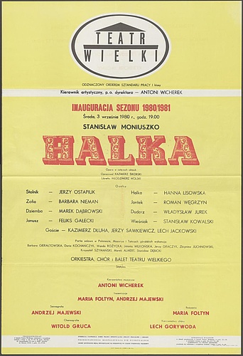 Afisz „Halka” Stanisław Moniuszko 03-09-1980 inauguracja sezonu 1980/1981