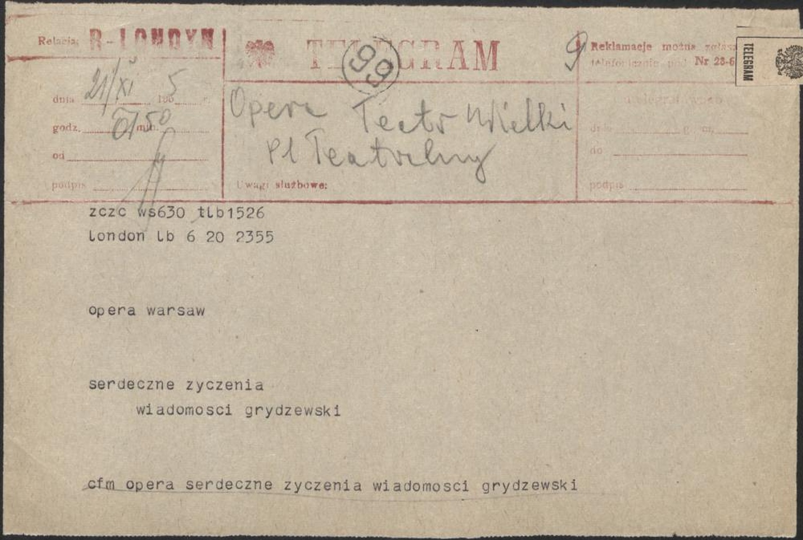 Otwarcie Teatru Wielkiego w Warszawie 19-11-1965