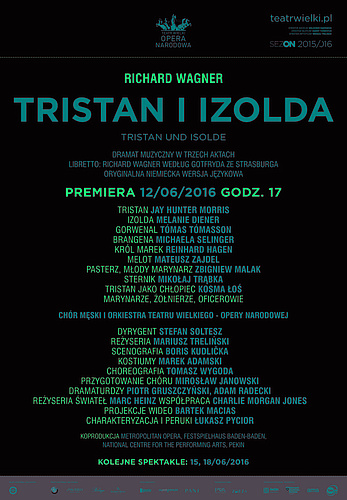 Afisz „Tristan i Izolda” Richard Wagner premiera 2016-06-12