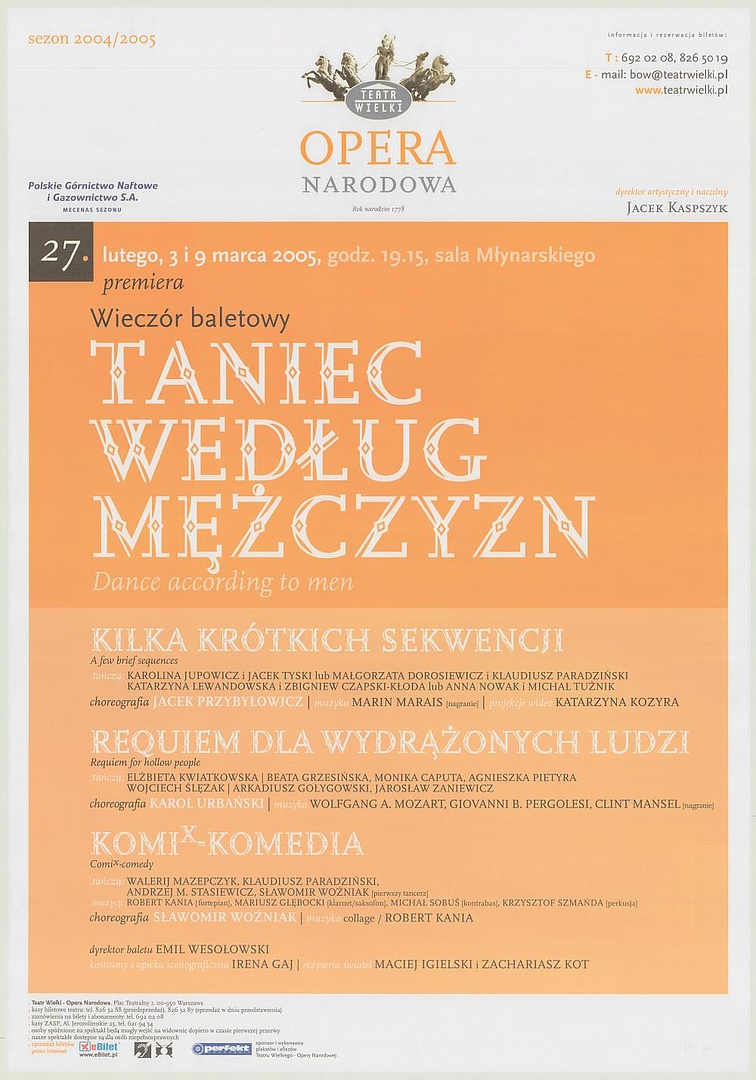 Afisz. „Kilka krótkich sekwencji” Marin Marais 2005-02-27
