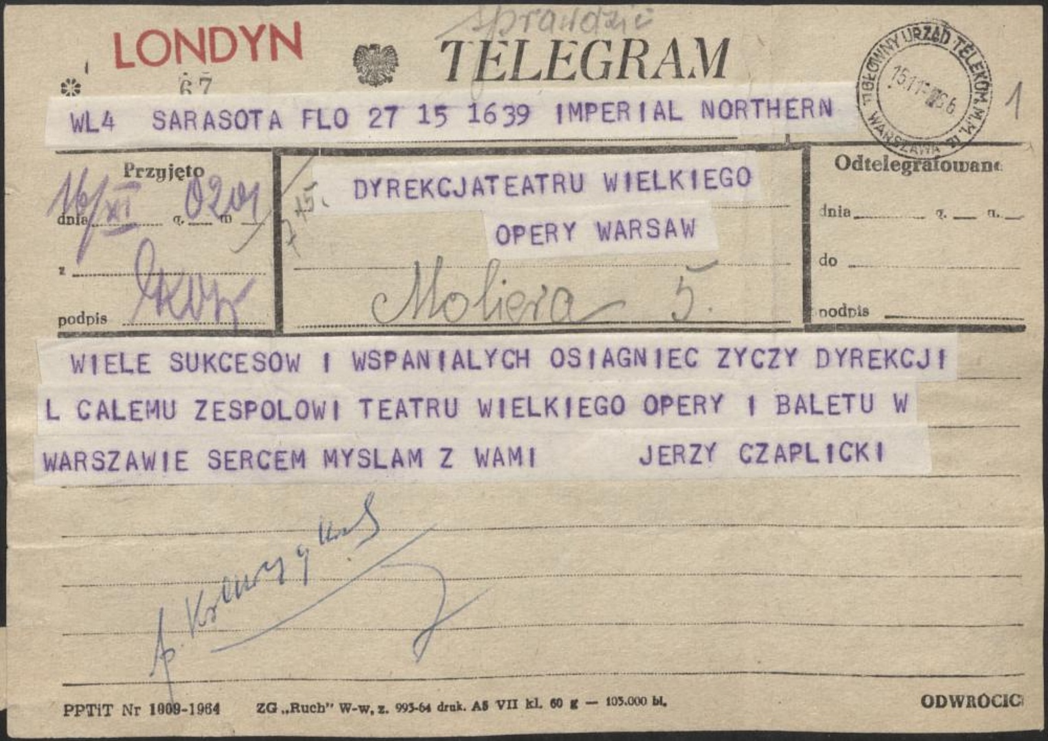Otwarcie Teatru Wielkiego w Warszawie 19-11-1965