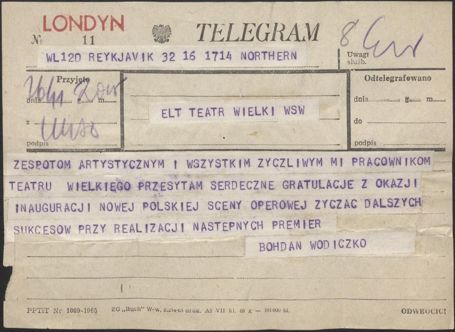 Otwarcie Teatru Wielkiego w Warszawie 19-11-1965