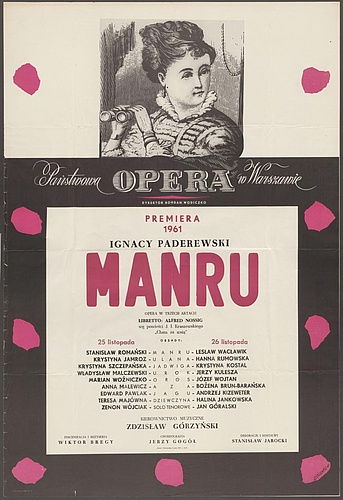 Afisz Premierowy „Manru” Ignacy Paderewski, 25-11-1961, 26-11-1961