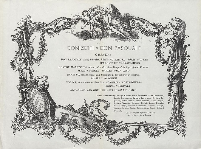 Wkładka Obsadowa, "Don Pasquale" Gaetano Donizetti 21-02-1961