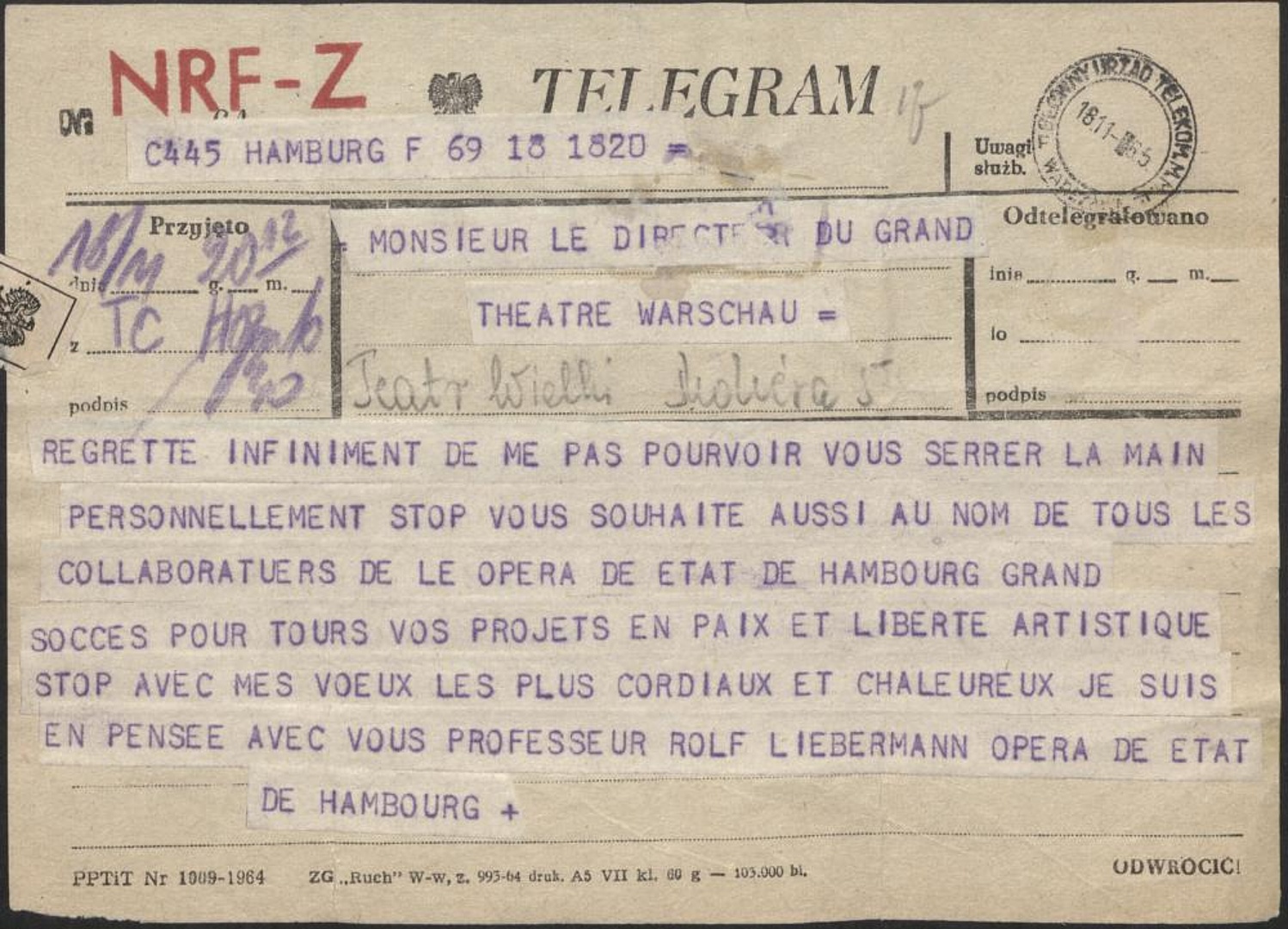 Otwarcie Teatru Wielkiego w Warszawie 19-11-1965