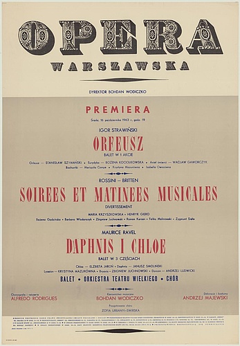 Afisz premierowy. „Orfeusz” Igor Strawiński 1963-10-16