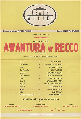 Afisz premierowy „Awantura w Recco” Maciej Małecki 01-07-1979,