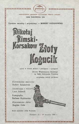 Wkładka obsadowa „Złoty kogucik” Mikołaj Rimski-Korsakow 30-05-1986