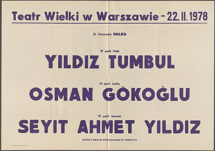 Sztrajfa „Halka” Stanisław Moniuszko 22-02-1978 Występ gościnny solistów Opery Państwowej w Ankarze