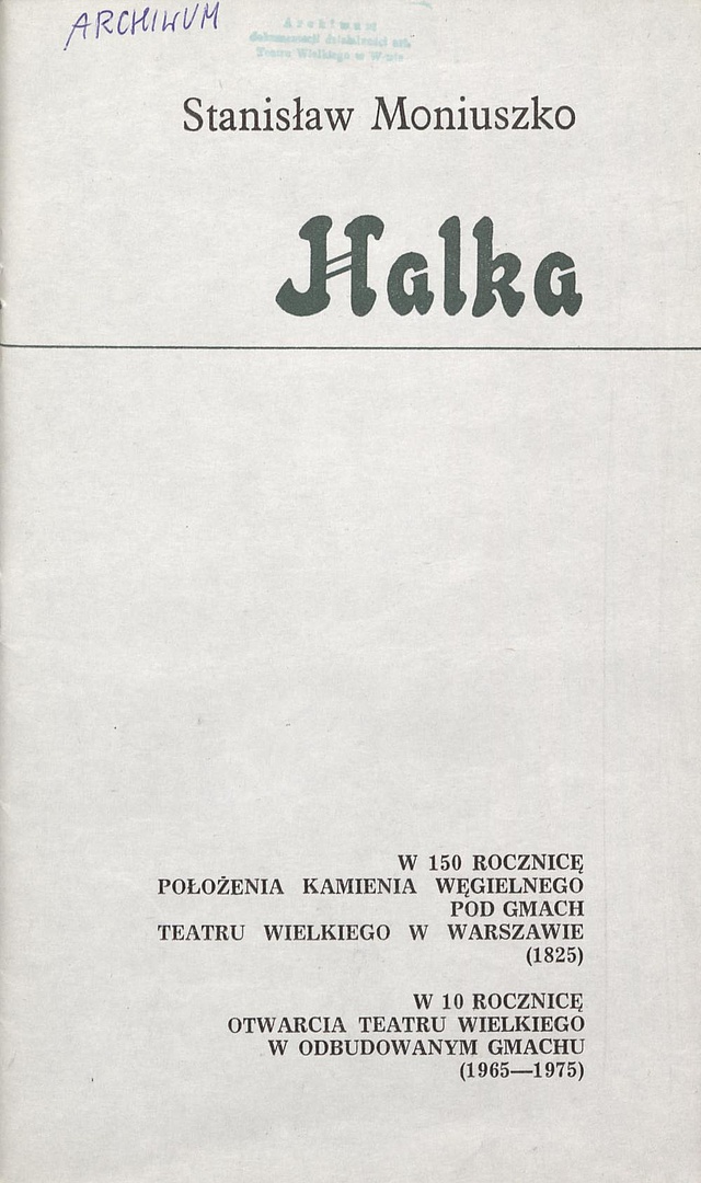 Program „Halka” Stanisław Moniuszko 26-10-1975