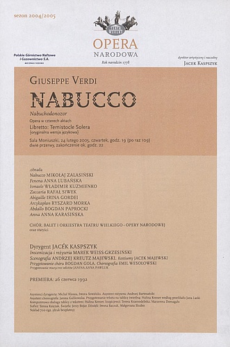 Wkładka obsadowa „Nabucco” Giuseppe Verdi 24-02-2005