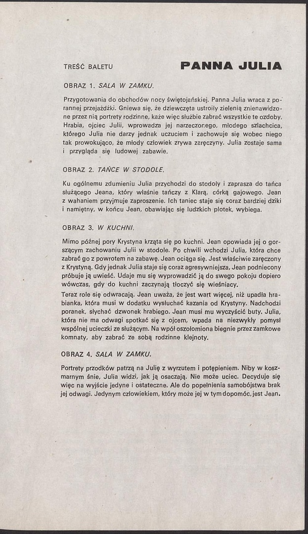 Program. „Panna Julia” Ture Rangstrom 1975-04-13
