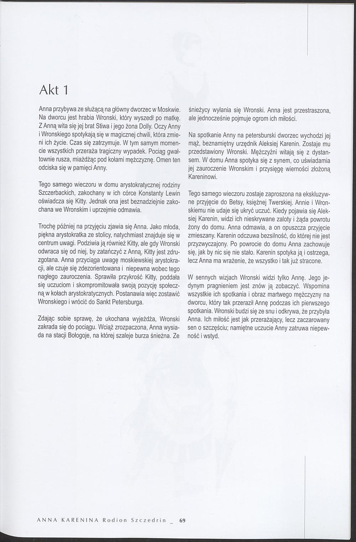 Program. „Anna Karenina” Rodion Szczedrin 2008-11-19
