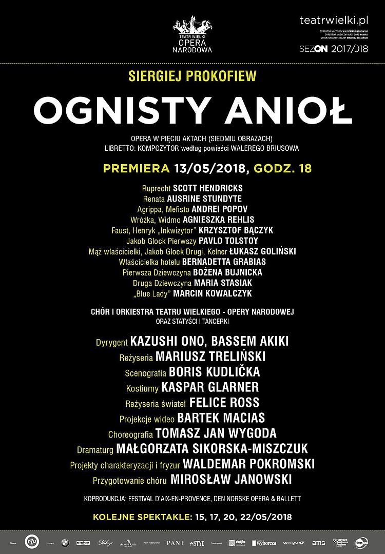 Afisz „Ognisty anioł” Siergiej Prokofiew premiera 2018-05-13