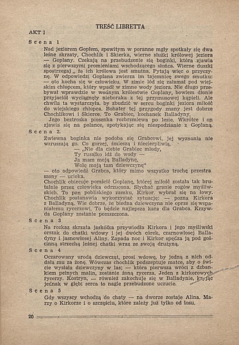 Program Państwowej Opery i Filharmoni w Warszawie ,,Goplana" Władysław Żeleńskii 30-12-1949