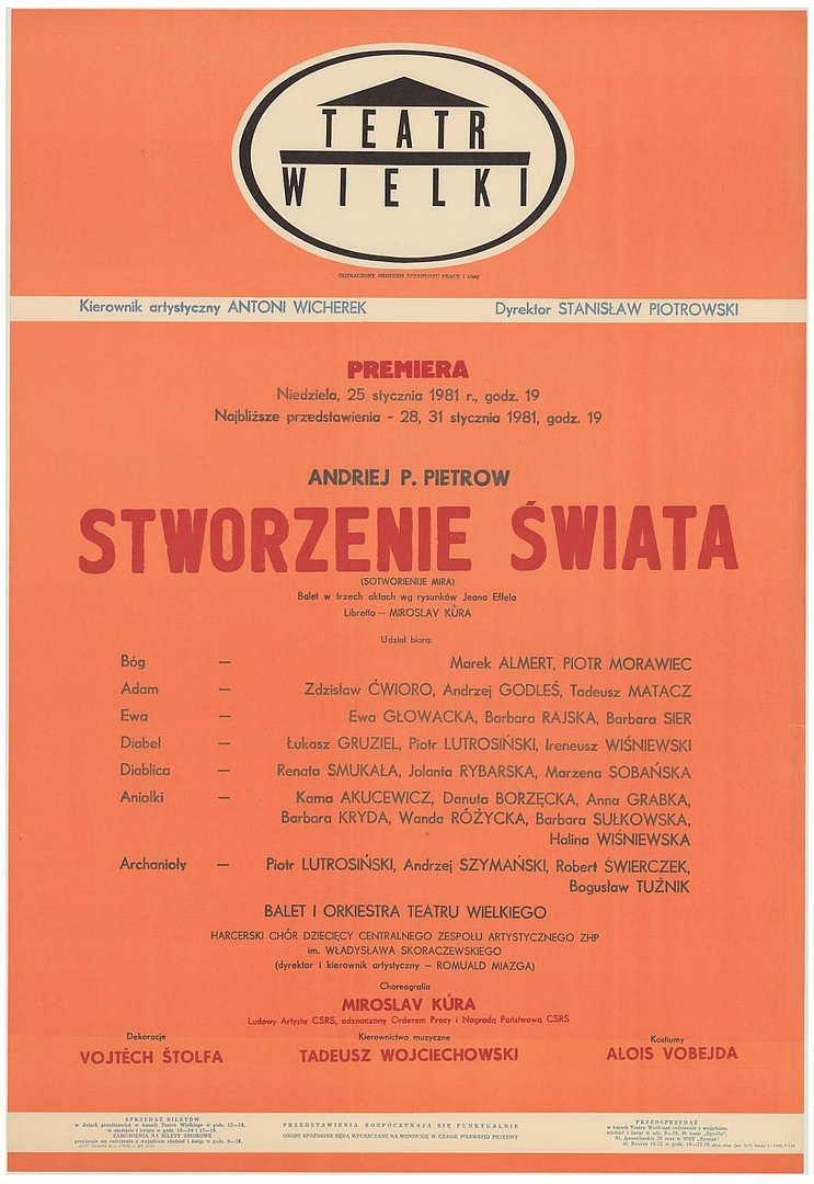 Afisz premierowy. „Stworzenie świata” Andriej P. Pietrow 1981-01-25