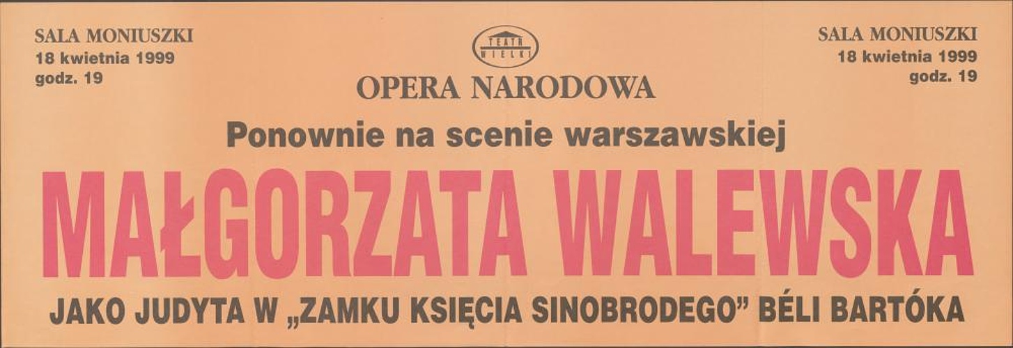 Sztrajfa. Występ gościnny Małgorzaty Walewskiej Sinobrodego” Béla Bartók 18-04-1999
