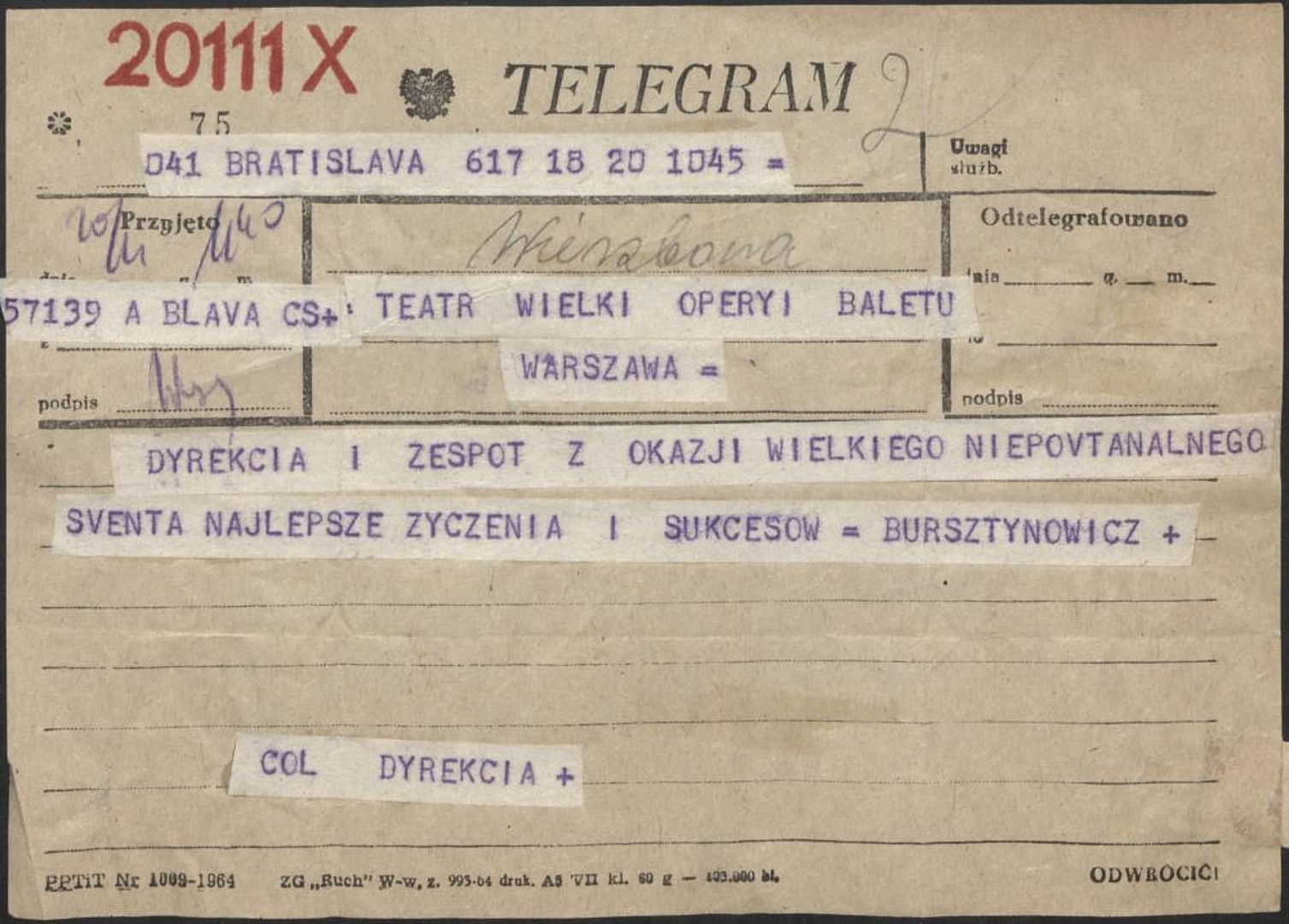 Otwarcie Teatru Wielkiego w Warszawie 19-11-1965