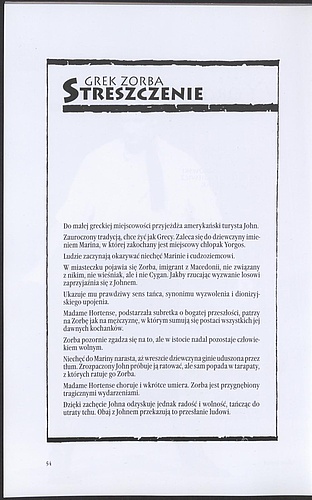 Program. „Grek Zorba” Mikis Theodorakis 1991-10-19