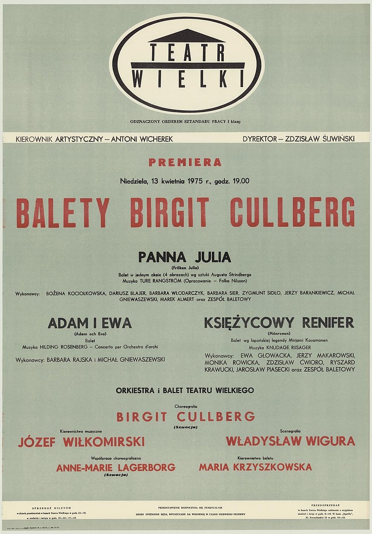 Afisz premierowy. „Adam i Ewa” Hilding Rosenberg 1975-04-13