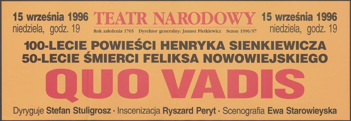 Sztrajfa „Quo Vadis” - Feliks Nowowiejski - 100-lecie powieści Henryka Sienkiewicza, 50 lecia śmierci Feliksa Nowowiejskiego -15-09-1996.