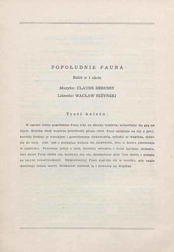 Program. „Popołudnie Fauna” Claude Debussy 1958-03-08