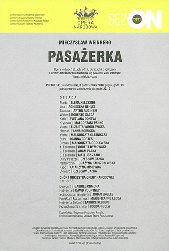 Wkładka premierowa „Pasażerka” Mieczysław Weinberg 8-10-2010