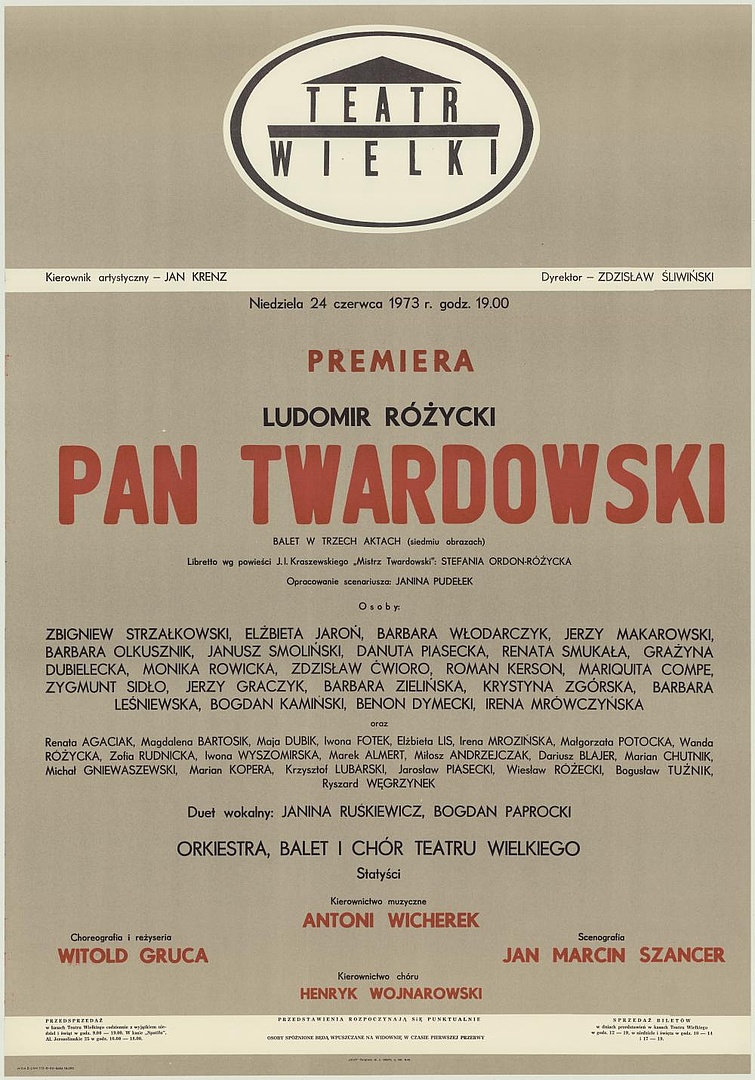 Afisz premierowy. „Pan Twardowski” Ludomir Różycki 1973-06-24
