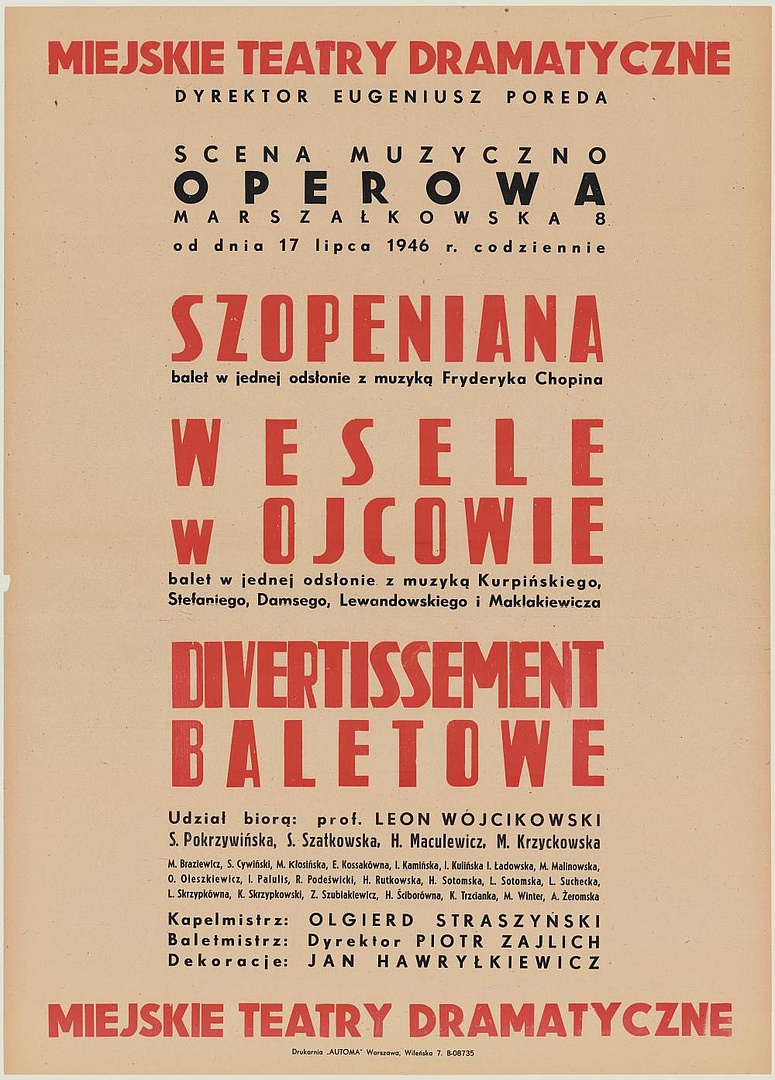 Afiszpremierowy. „Dvertissement” 1946-07-17