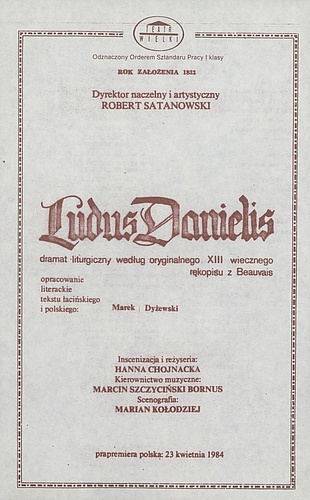 Wkładka obsadowa „Ludus Danielis” 9-04-1990